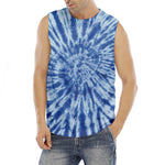 Blue Tie Dye Print Men's Fitness Tank Top