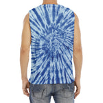Blue Tie Dye Print Men's Fitness Tank Top