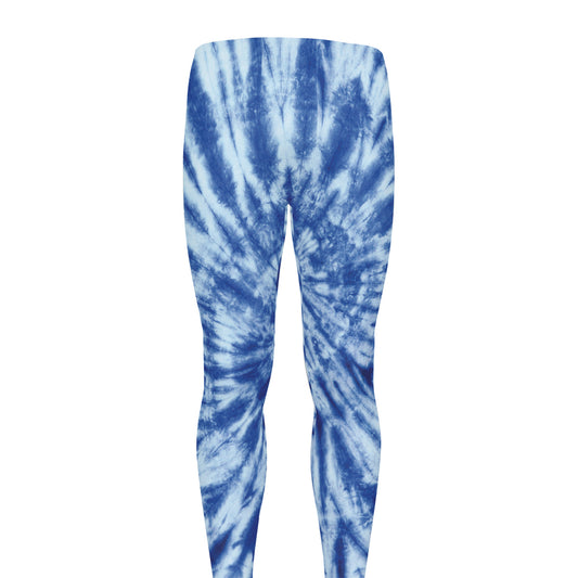 Blue Tie Dye Print Men's leggings