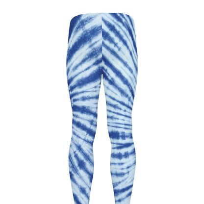 Blue Tie Dye Print Men's leggings