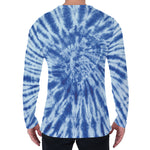 Blue Tie Dye Print Men's Long Sleeve T-Shirt