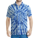 Blue Tie Dye Print Men's Polo Shirt