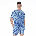 Blue Tie Dye Print Men's Rompers