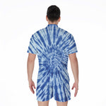 Blue Tie Dye Print Men's Rompers