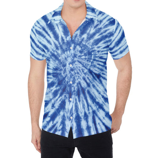 Blue Tie Dye Print Men's Shirt