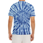 Blue Tie Dye Print Men's Short Sleeve Rash Guard