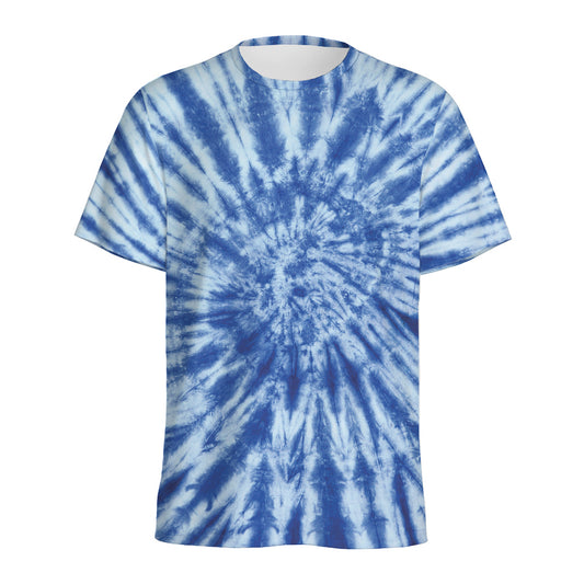 Blue Tie Dye Print Men's Sports T-Shirt