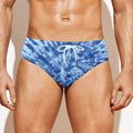 Blue Tie Dye Print Men's Swim Briefs