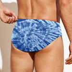 Blue Tie Dye Print Men's Swim Briefs