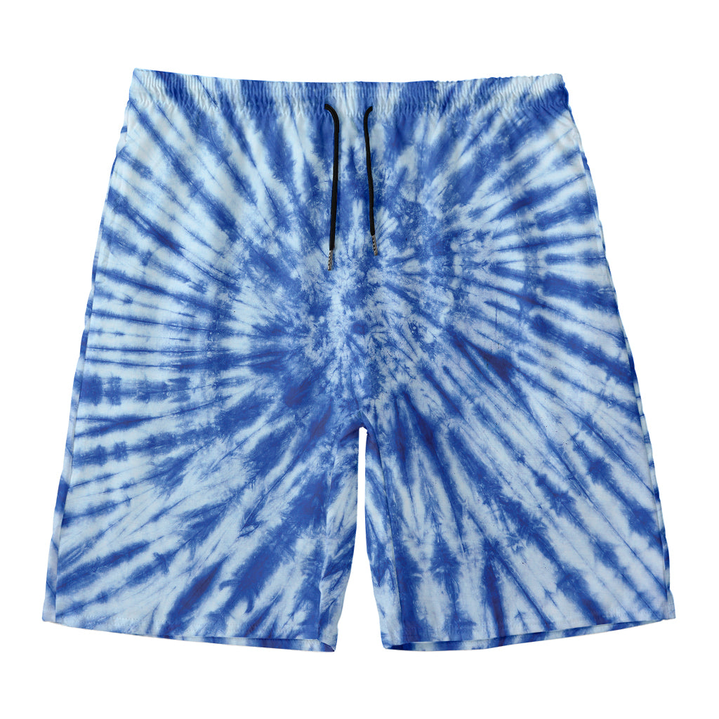 Blue Tie Dye Print Men's Swim Trunks