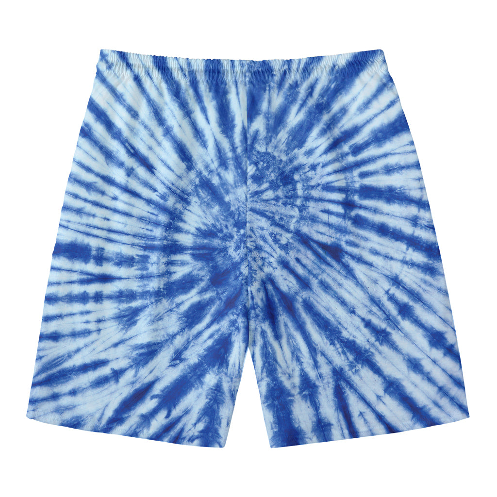 Blue Tie Dye Print Men's Swim Trunks