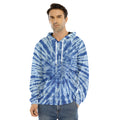 Blue Tie Dye Print Men's Velvet Pullover Hoodie