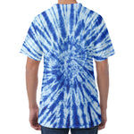 Blue Tie Dye Print Men's Velvet T-Shirt