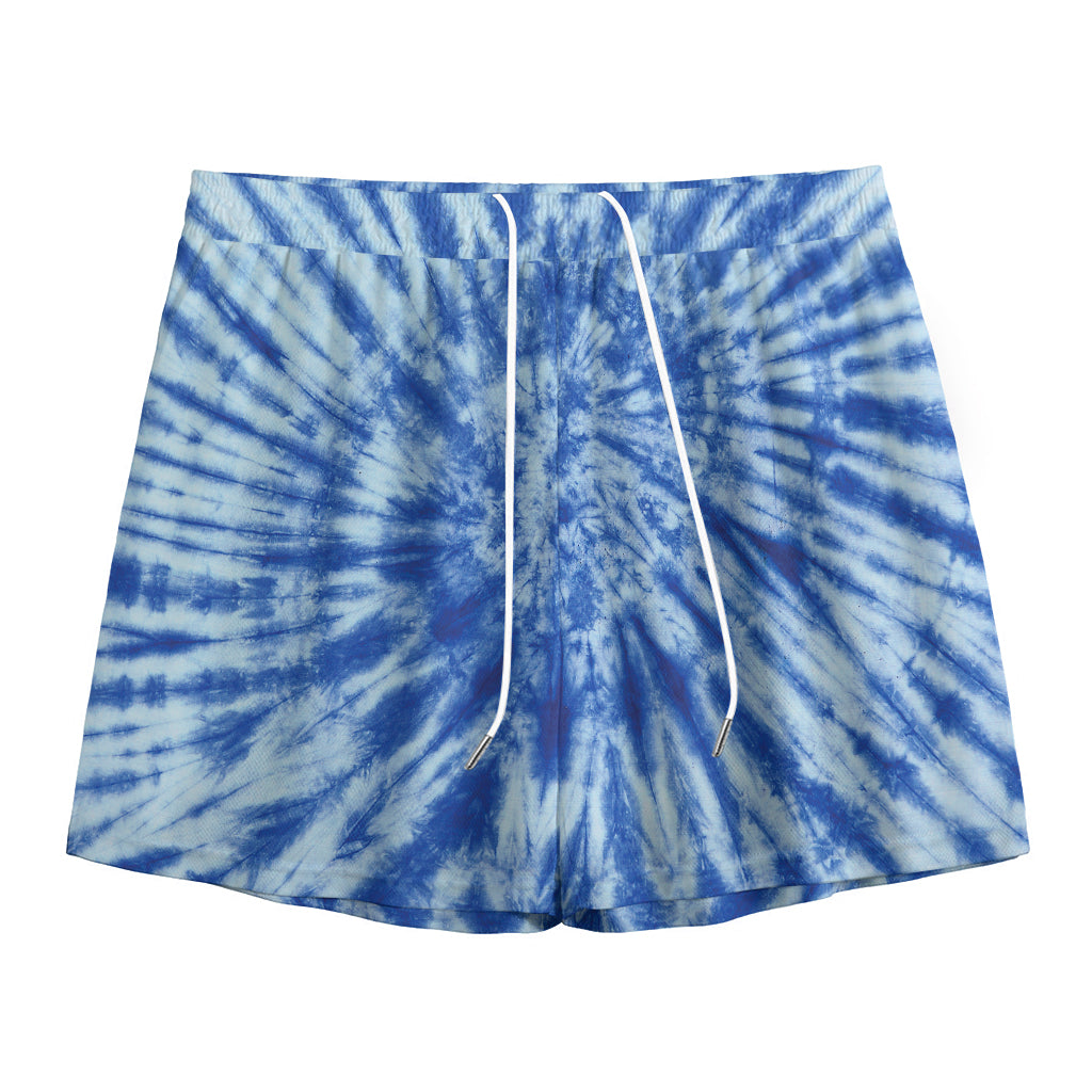 Blue Tie Dye Print Mesh Shorts
