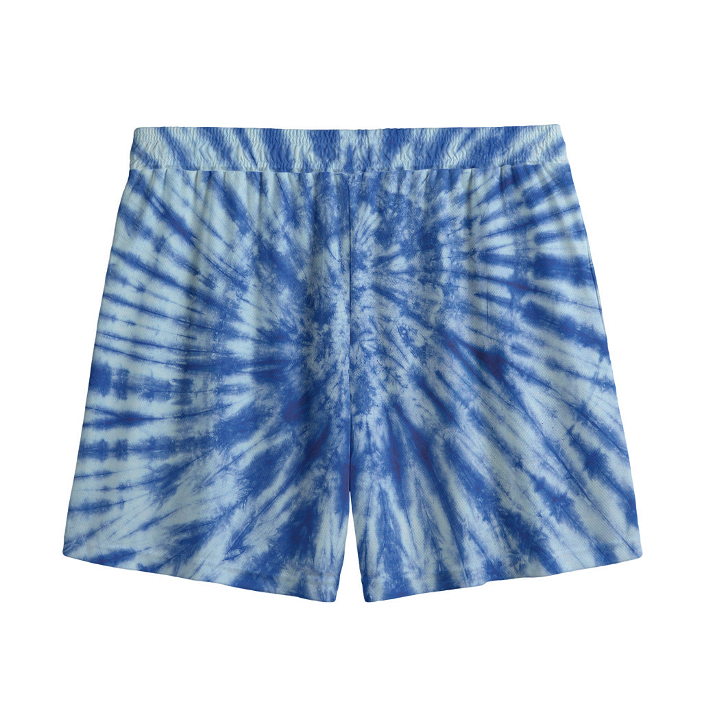 Blue Tie Dye Print Mesh Shorts