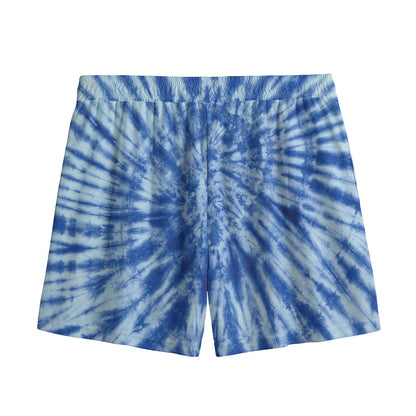 Blue Tie Dye Print Mesh Shorts