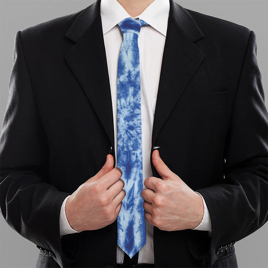 Blue Tie Dye Print Necktie