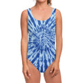 Blue Tie Dye Print One Piece Swimsuit