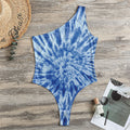 Blue Tie Dye Print One Shoulder Bodysuit