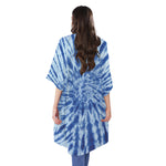 Blue Tie Dye Print Open Front Beach Cover Up