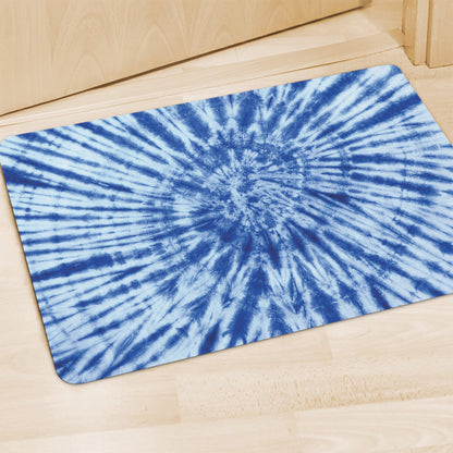 Blue Tie Dye Print Polyester Doormat