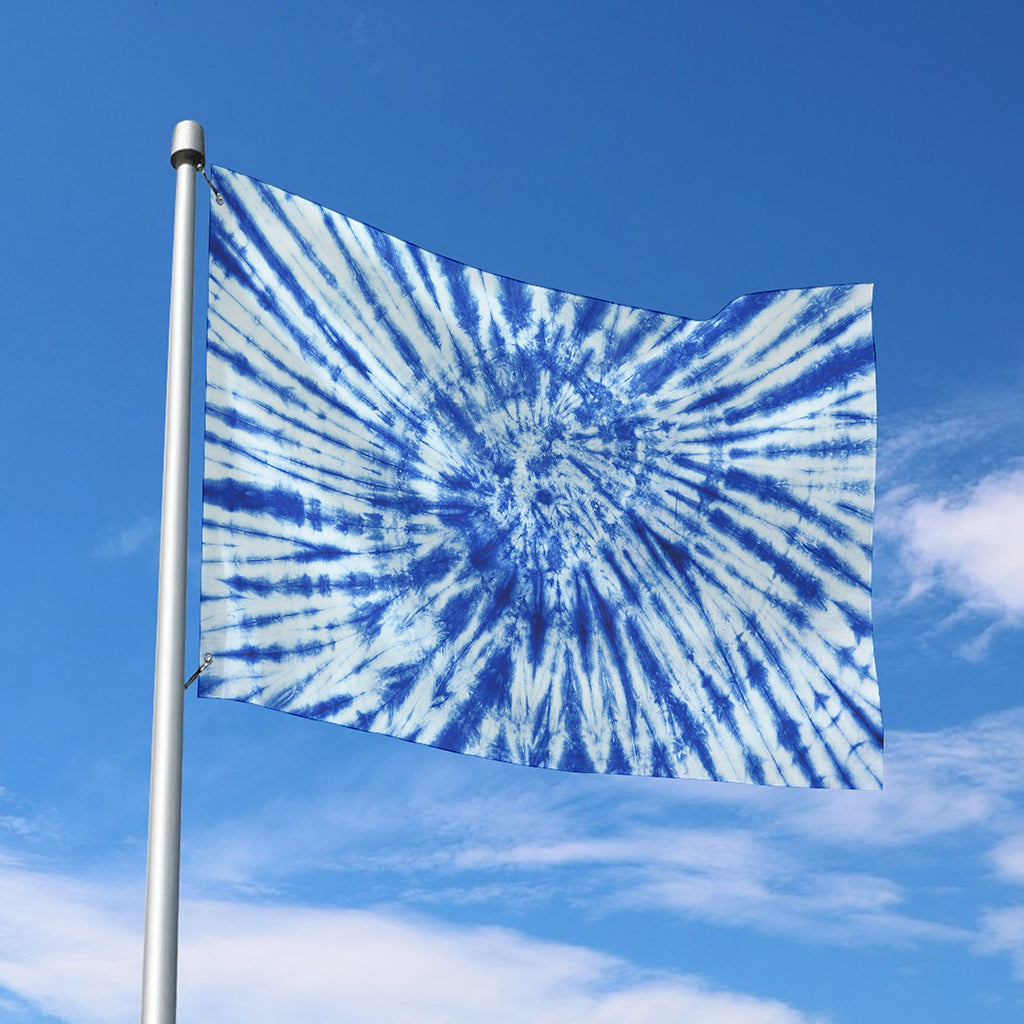 Blue Tie Dye Print Polyester Flag
