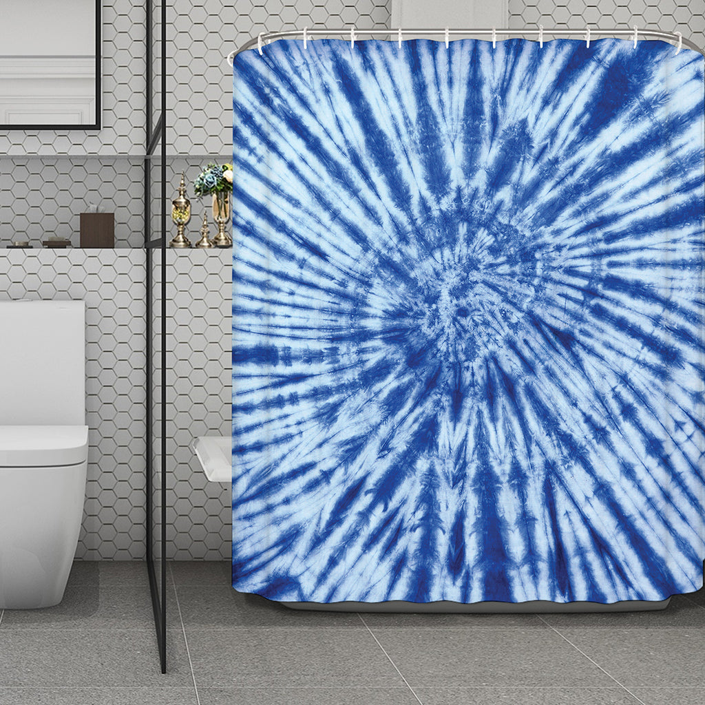 Blue Tie Dye Print Polyester Shower Curtain
