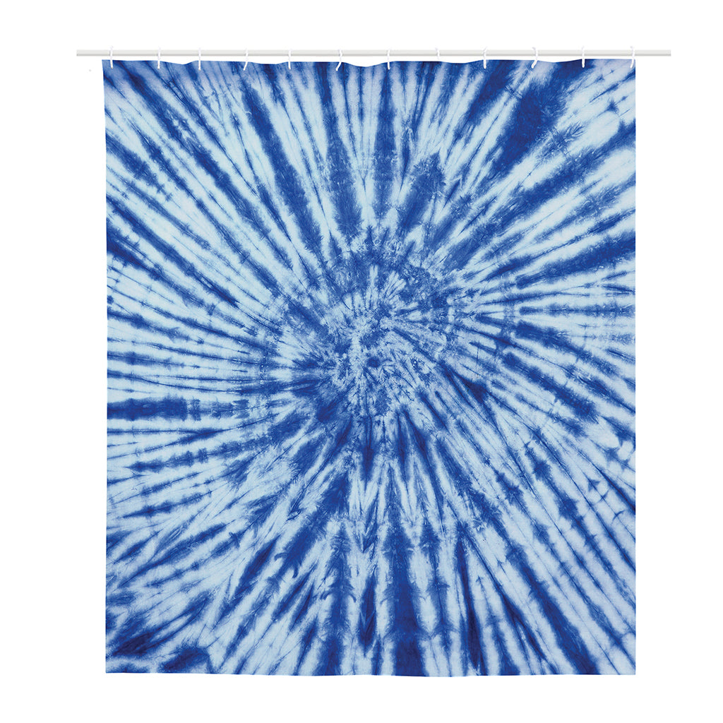 Blue Tie Dye Print Polyester Shower Curtain
