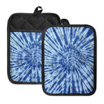 Blue Tie Dye Print Pot Holders With Pocket