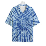 Blue Tie Dye Print Rayon Hawaiian Shirt
