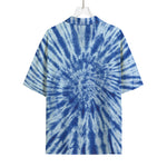 Blue Tie Dye Print Rayon Hawaiian Shirt