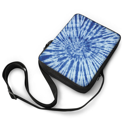Blue Tie Dye Print Rectangular Crossbody Bag