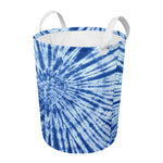 Blue Tie Dye Print Round Laundry Basket
