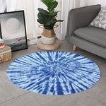Blue Tie Dye Print Round Rug