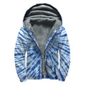 Blue Tie Dye Print Sherpa Lined Zip Up Hoodie