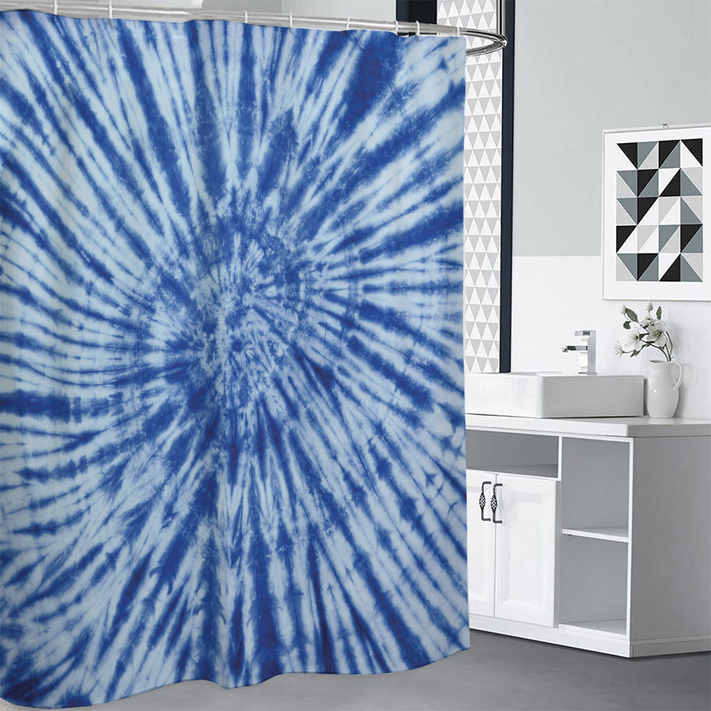 Blue Tie Dye Print Shower Curtain