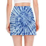 Blue Tie Dye Print Side Slit Mini Skirt