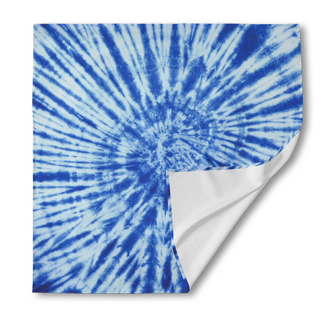 Blue Tie Dye Print Silk Bandana