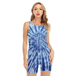 Blue Tie Dye Print Sleeveless One Piece Swimsuit