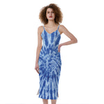 Blue Tie Dye Print Slim Fit Midi Cami Dress
