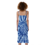Blue Tie Dye Print Slim Fit Midi Cami Dress