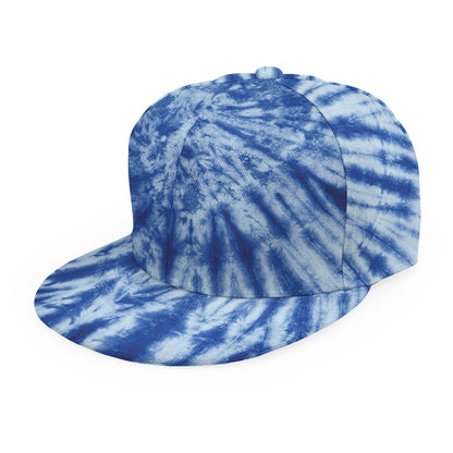 Blue Tie Dye Print Snapback Cap