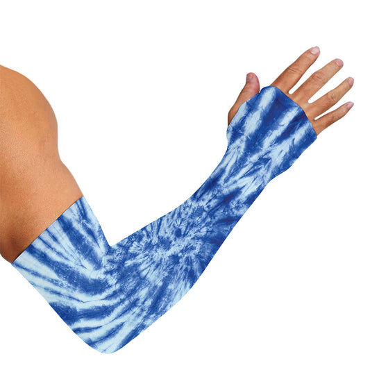 Blue Tie Dye Print Sun Protection Arm Sleeves