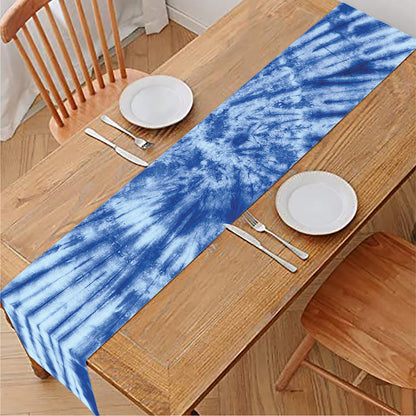 Blue Tie Dye Print Table Runner