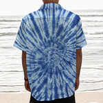 Blue Tie Dye Print Textured Short Sleeve Shirt
