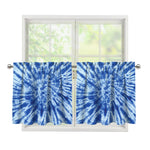 Blue Tie Dye Print Tier Curtains