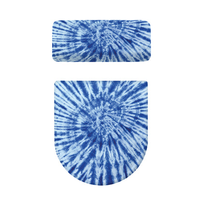 Blue Tie Dye Print Toilet Lid And Tank Cover Set