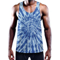 Blue Tie Dye Print Men's Workout Tank Top