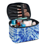 Blue Tie Dye Print Travel Makeup Bag