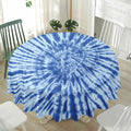 Blue Tie Dye Print Waterproof Round Tablecloth